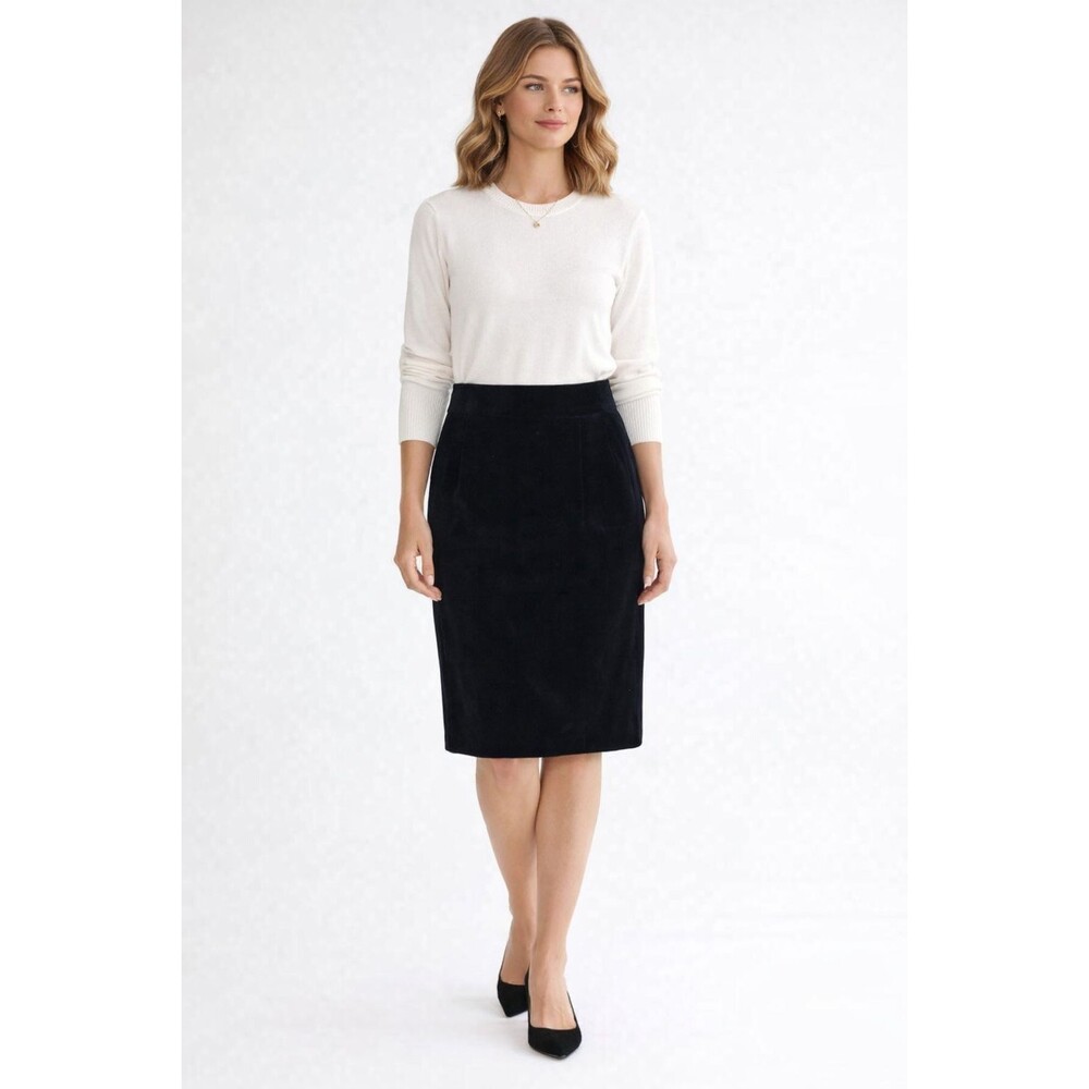 ESCADA Women's Skirt 10 EU42 Velvet Black Pencil Straight GERMANY MADE Vintage